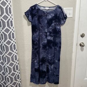 J Jill Pure Jill Tie-Dyed Velvet Maxi Dress Blue Size Small